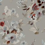 Summer Bouquet - Livingroom Vase | Silvers and Pewters Florals, Botanicals and Tropicals Wallpaper for Kitchen, Bedroom, and Powder Room