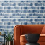Tie-dye Shibori - Indigo Dreams` | Blues Ikat, Shibori and Watercolor Wallpaper for Dining Room, Entryway, and Powder Room