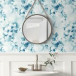 Shibori Floral - By the Lake | Aquas and Teals Ikat, Shibori and Watercolor Wallpaper for Hallway, Accent Wall, and Nursery