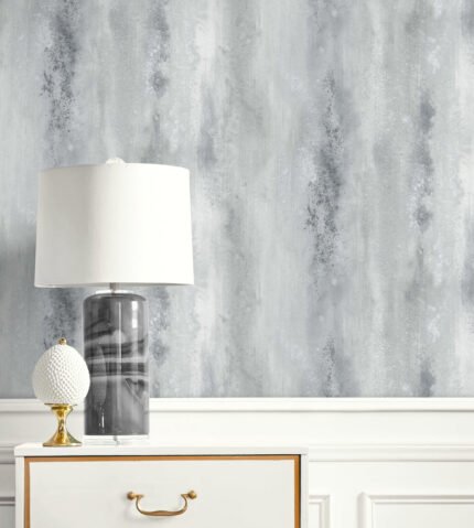 Washy Stripe - Washed ink | Grays Plaids, Checks and Stripes Wallpaper for Living Room, Nursery, and Office
