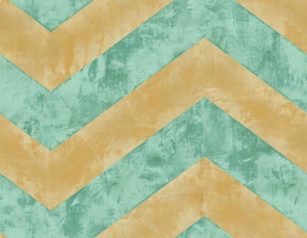 Hubble Chevron - Metallic Gold and Teal | Aquas and Teals Geometrics Wallpaper for Office, Accent Wall, and Bedroom