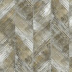 Hubble Chevron - Metallic Silver and Ebony | Silvers and Pewters Geometrics Wallpaper for Office, Accent Wall, and Kitchen