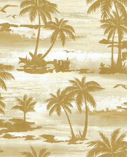 Moseley Palm Trees - Off-White and Gold