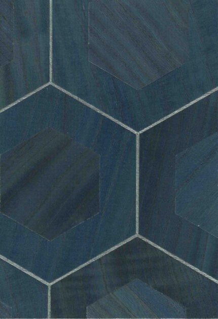 Hextor Wood Veneer - Indigo Blue | Blues Textures Wallpaper for Accent Wall, Office, and Dining Room