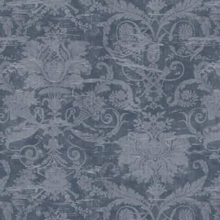 Rochester - Denim | Navys Damasks and Scrolls Wallpaper for Powder Room, Accent Wall, and Half Bath