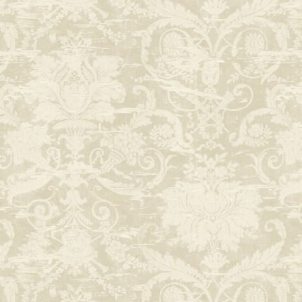 Rochester - Shiitake | Warm Neutrals and Beiges Damasks and Scrolls Wallpaper for Entryway, Office, and Bedroom