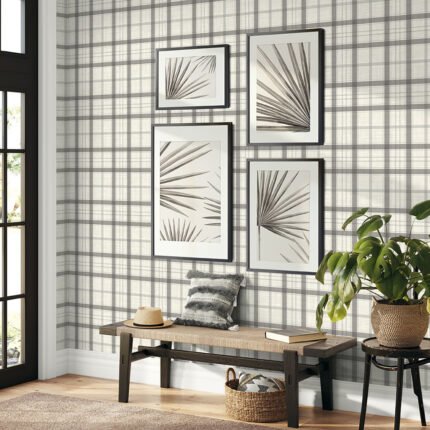 Ralph - Unusual Grays | Blacks Plaids, Checks and Stripes Wallpaper for Entryway, Living Room, and Accent Wall
