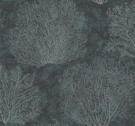 Oliver - Silver and Ocean | Blues Florals, Botanicals and Tropicals Wallpaper for Powder Room, Nursery, and Living Room