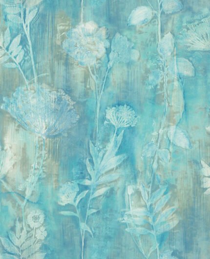 Orford - Blue Green and Powder | Blues Florals, Botanicals and Tropicals Wallpaper for Nursery, Powder Room, and Entryway