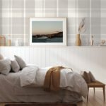 Madaket | Cool Neutrals Plaids, Checks and Stripes Wallpaper for Kitchen, Entryway, and Nursery