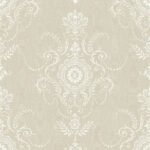 French Country Colette - Fog | Grays Damasks and Scrolls Wallpaper for Nursery, Dining Room, and Bedroom