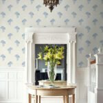 French Country Lotus - Bluebell | Blues Small Prints Wallpaper for Bedroom, Accent Wall, and Powder Room