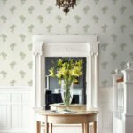 French Country Lotus - Spring Break | Greens Small Prints Wallpaper for Nursery, Powder Room, and Accent Wall