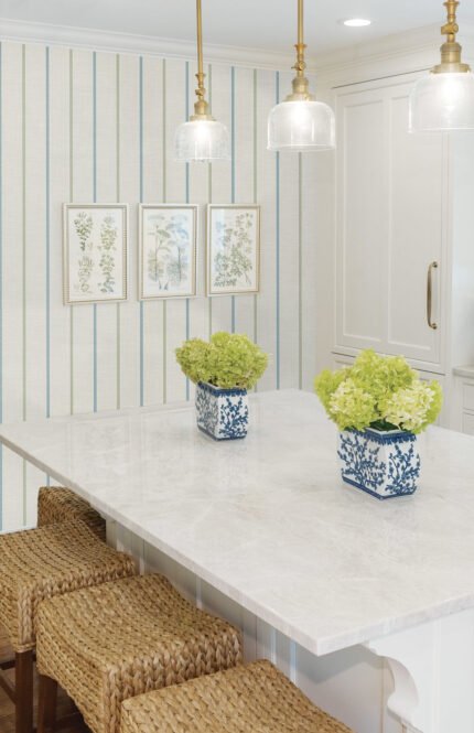 French Country Andree - Blue Grass | Multicolors Plaids, Checks and Stripes Wallpaper for Powder Room, Hallway, and Dining Room
