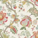 French Country Bernadette Linen - Pomme | Multicolors Jacobean and Tapestry Wallpaper for Powder Room, Hallway, and Half Bath