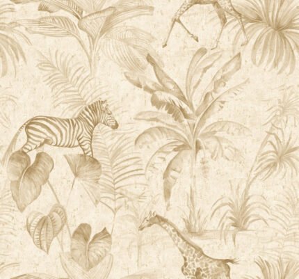 Ikoma - Lambs Wool | Golds Animals, Birds and Insects Wallpaper for Living Room, Nursery, and Accent Wall