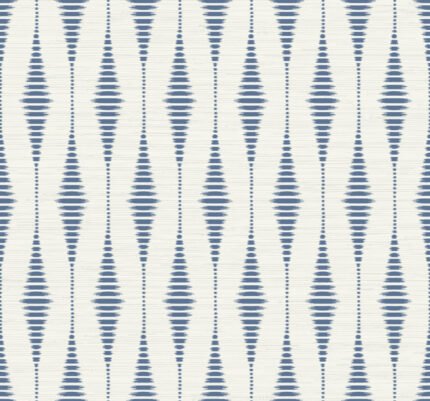 Rabaul Ikat - Indigo | Blues Ikat, Shibori and Watercolor Wallpaper for Dining Room, Entryway, and Nursery