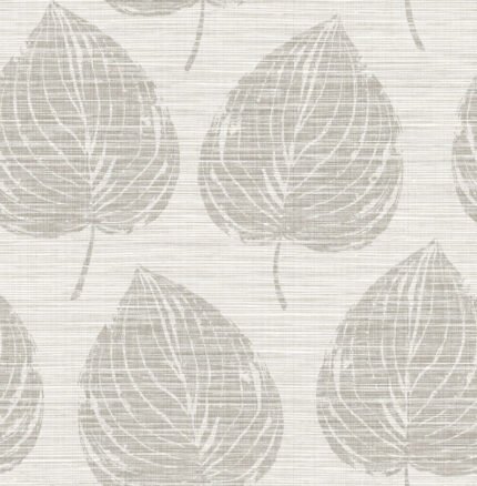 Lindsborg - Fossil | Grays Trees and Leaves Wallpaper for Powder Room, Hallway, and Office