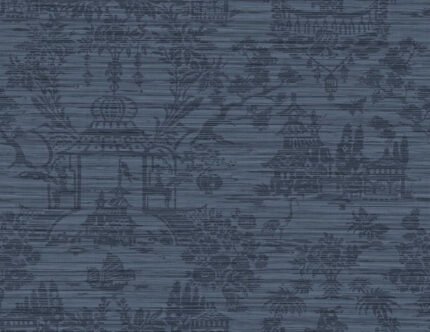 McCook - Indigo Leaves | Navys Asian and Chinoiseries Wallpaper for Dining Room, Living Room, and Kitchen