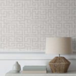 Wamego - Moonlight | Whites and Off Whites Geometrics Wallpaper for Office, Accent Wall, and Living Room