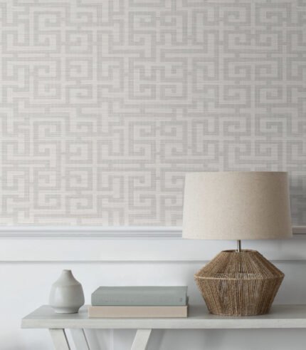 Wamego - Moonlight | Whites and Off Whites Geometrics Wallpaper for Office, Accent Wall, and Living Room
