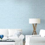 Wamego - Washed Chambray | Blues Geometrics Wallpaper for Office, Accent Wall, and Dining Room
