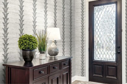 Valentine - Clean Linen | Grays Trees and Leaves Wallpaper for Kitchen, Dining Room, and Nursery