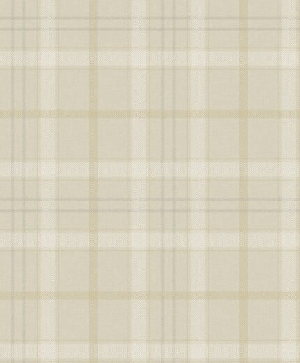 Tailored Plaid - Ecru | Warm Neutrals and Beiges Plaids, Checks and Stripes Wallpaper for Powder Room, Entryway, and Accent Wall