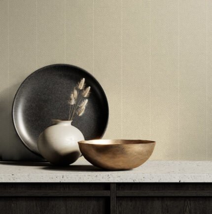 Tailored Tweed - Tuscan Sand | Warm Neutrals and Beiges Plaids, Checks and Stripes Wallpaper for Powder Room, Bedroom, and Half Bath