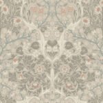 Tulip Floral Trail - Greige | Warm Neutrals and Beiges Damasks and Scrolls Wallpaper for Half Bath, Powder Room, and Bedroom