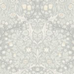 Tulip Floral Trail - Glacier | Grays Damasks and Scrolls Wallpaper for Hallway, Nursery, and Bedroom