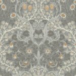 Tulip Floral Trail - Slate | Grays Damasks and Scrolls Wallpaper for Nursery, Bedroom, and Living Room