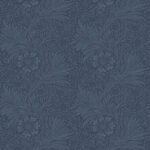 Marigold Tonal Floral - Prussian Blue | Blues Florals, Botanicals and Tropicals Wallpaper for Nursery, Dining Room, and Powder Room