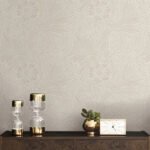 Marigold Tonal Floral - Eggshell | Warm Neutrals and Beiges Florals, Botanicals and Tropicals Wallpaper for Living Room, Hallway, and Kitchen