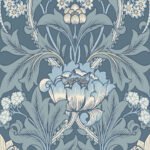 Acanthus Floral Vine - Dusty Blue | Blues Damasks and Scrolls Wallpaper for Nursery, Office, and Living Room