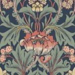 Acanthus Floral Vine - Midnight and Basil | Greens Damasks and Scrolls Wallpaper for Living Room, Entryway, and Office