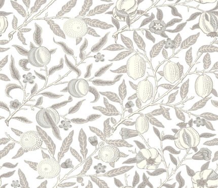 Pomegranate Botanical - Greige | Warm Neutrals and Beiges Trees and Leaves Wallpaper for Entryway, Powder Room, and Living Room