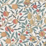 Pomegranate Botanical - Moonstone Blue and Light Ochre | Oranges Trees and Leaves Wallpaper for Hallway, Dining Room, and Accent Wall