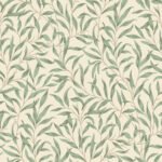 Willow Leaf Trail - Alabaster Cream and Parsley | Warm Neutrals and Beiges Trees and Leaves Wallpaper for Bedroom, Living Room, and Nursery