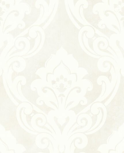 Vogue Damask - Metallic and Gray | Grays Damasks and Scrolls Wallpaper for Living Room, Nursery, and Half Bath