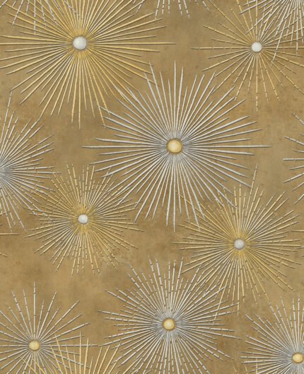 Catwalk - Metallic Gold and Caramel | Golds Abstracts Wallpaper for Nursery, Dining Room, and Entryway