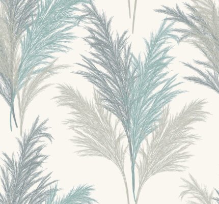 Pampas - Sea Salt | Blues Florals, Botanicals and Tropicals Wallpaper for Living Room, Accent Wall, and Kitchen