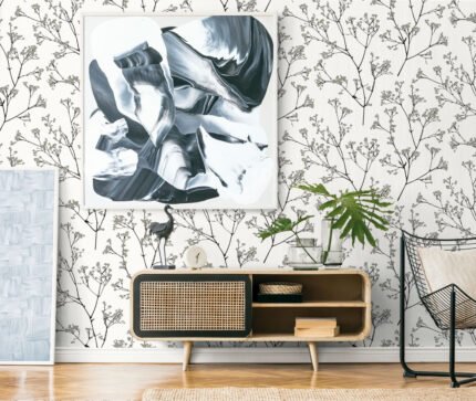 Whisper - Egyptian Cotton | Whites and Off Whites Trees and Leaves Wallpaper for Bedroom, Office, and Dining Room
