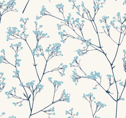 Whisper - Baby Blue | Blues Trees and Leaves Wallpaper for Living Room, Powder Room, and Office