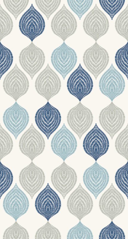 Jammu - Wisteria Blue | Blues Medallions Wallpaper for Accent Wall, Dining Room, and Office
