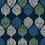 Jammu - Agean | Navys Medallions Wallpaper for Living Room, Nursery, and Kitchen