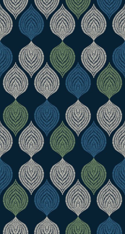 Jammu - Agean | Navys Medallions Wallpaper for Living Room, Nursery, and Kitchen