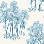 Birch - Mid-Winter | Blues Trees and Leaves Wallpaper for Living Room, Entryway, and Half Bath