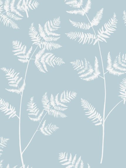 Bracken - Morning | Blues Florals, Botanicals and Tropicals Wallpaper for Nursery, Hallway, and Kitchen