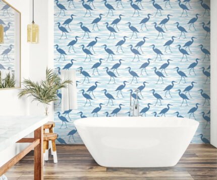 Sunset - Seashore | Blues Animals, Birds and Insects Wallpaper for Entryway, Office, and Hallway